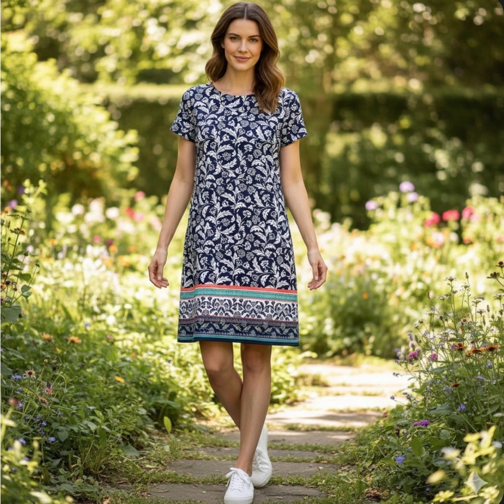 Banana Republic navy and White Sheath Dress
